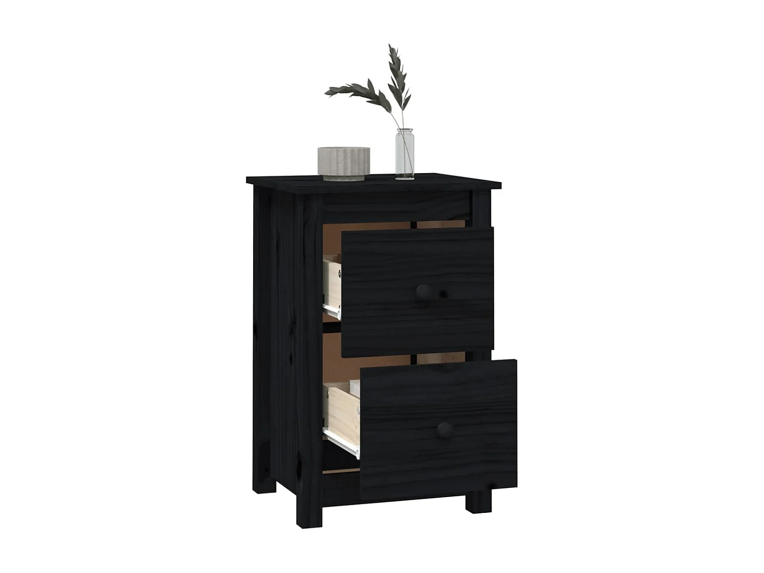 Table de chevet Noir 40x35x61,5 cm Bois de pin massif