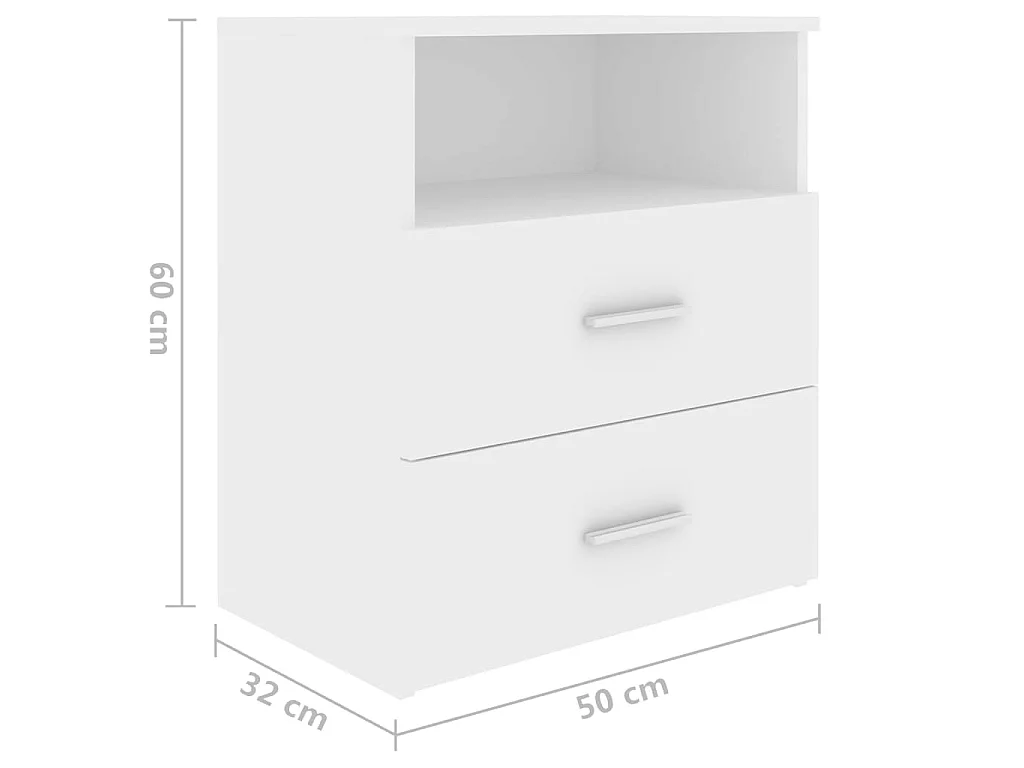 Nachtkastjes 2 st 50x32x60 cm wit