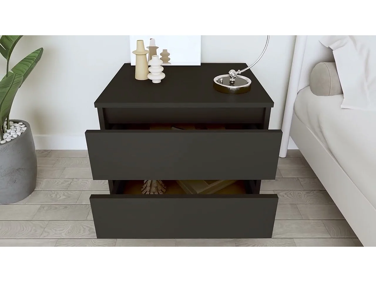 Table de chevet Noir 50x39x43,5 cm Aggloméré