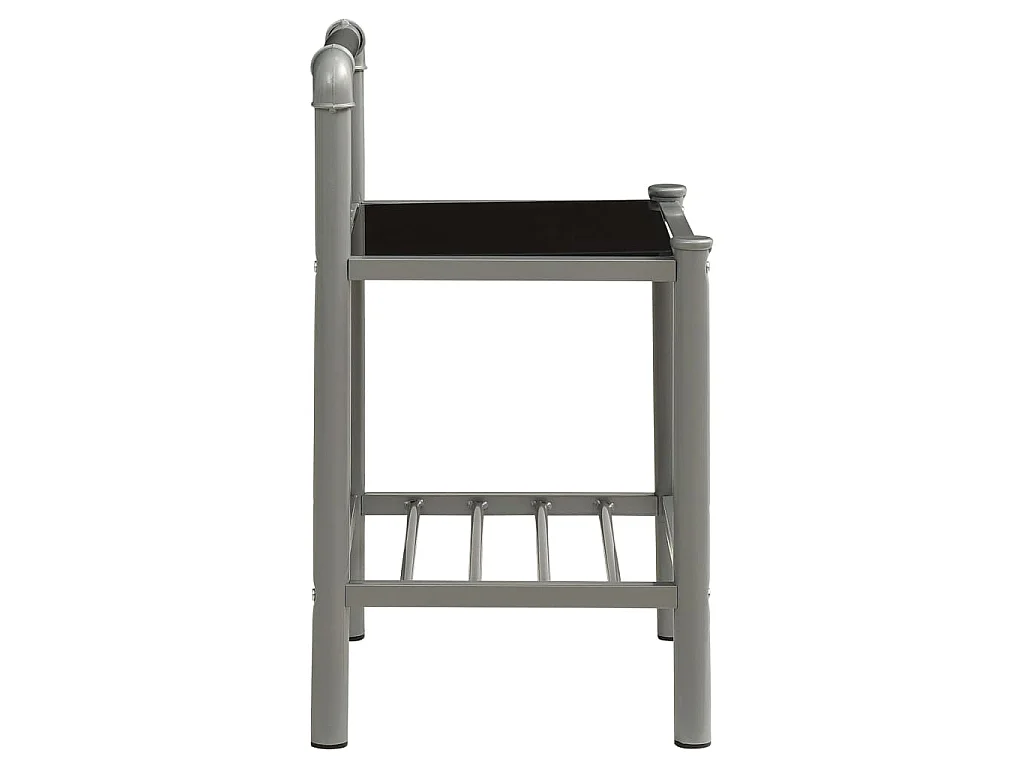 Nachttische 2 Stk. Grau und Schwarz Metall und Glas