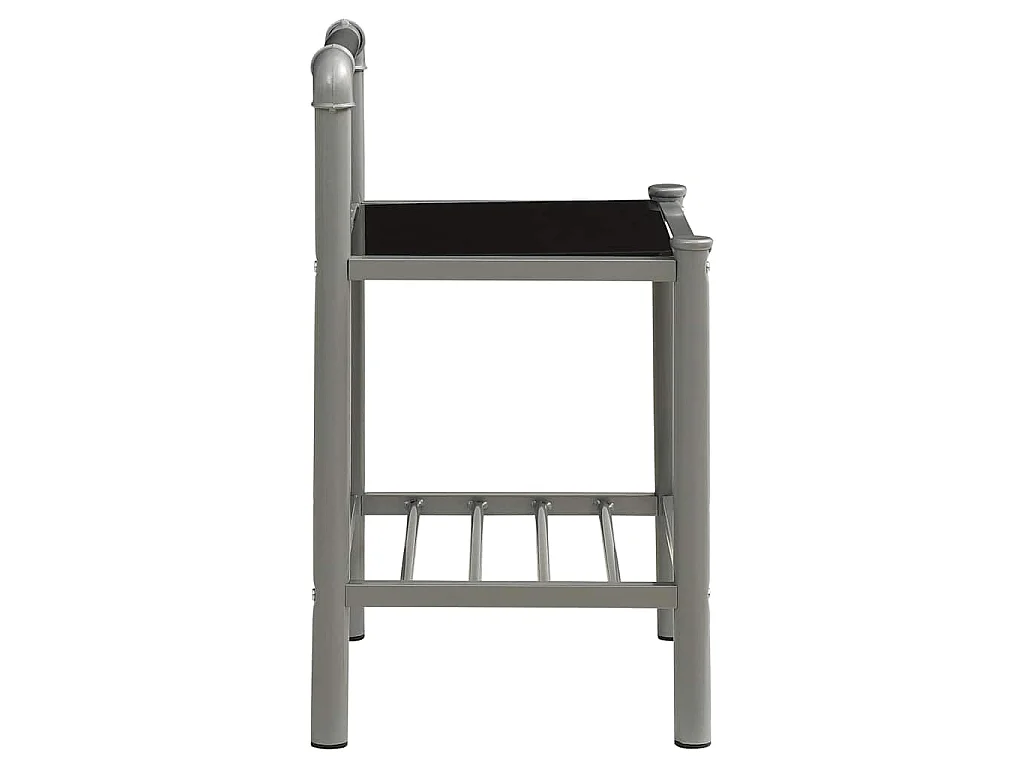 Tables de chevet 2 pcs Gris et noir Métal et verre