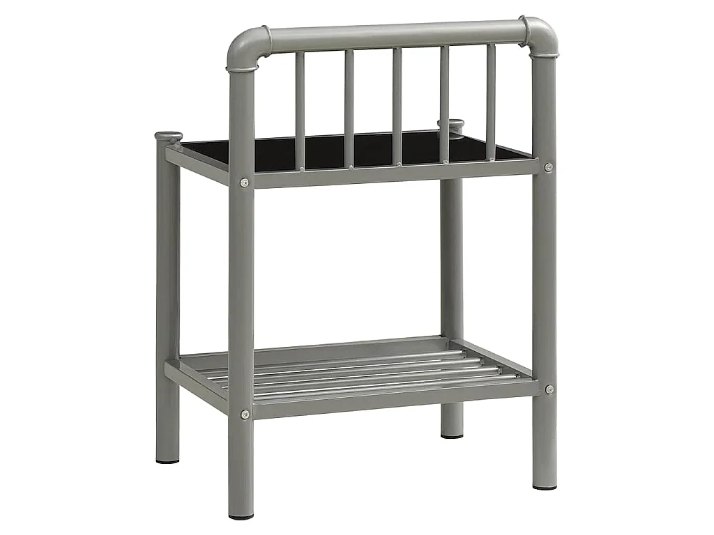 Tables de chevet 2 pcs Gris et noir Métal et verre