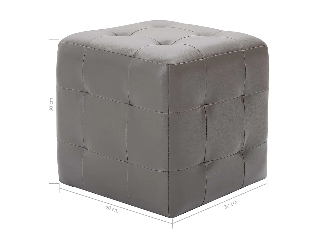 2 pcs Tables de chevet Gris 30x30x30 cm Similicuir