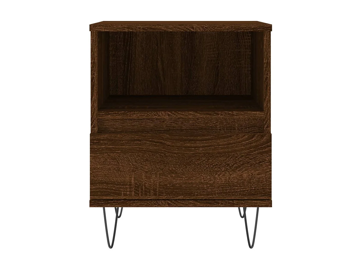 Nachtkastje 40x35x50 cm bewerkt hout bruin eikenkleur