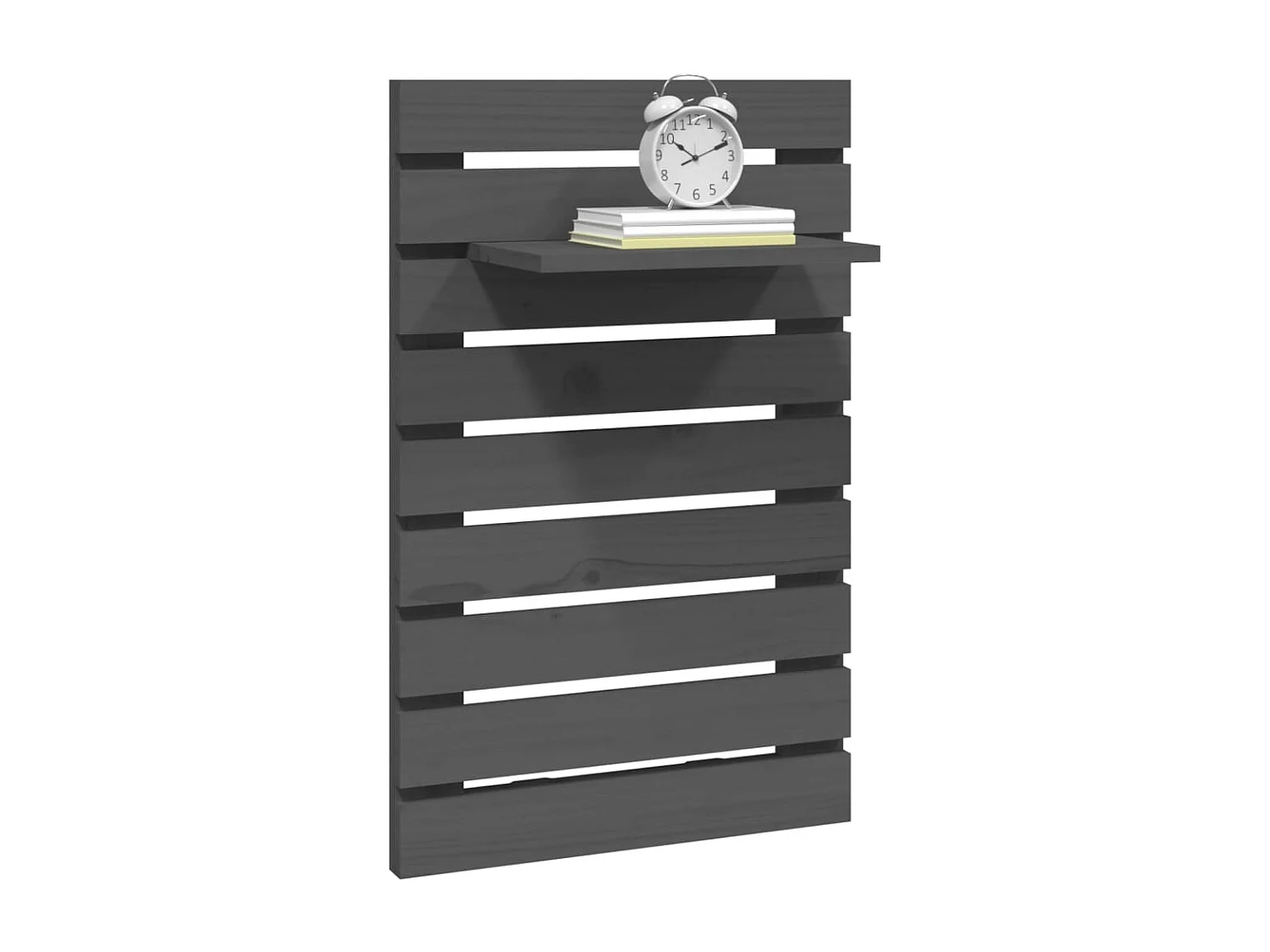 Étagères de chevet murales 2 pcs Gris Bois de pin massif