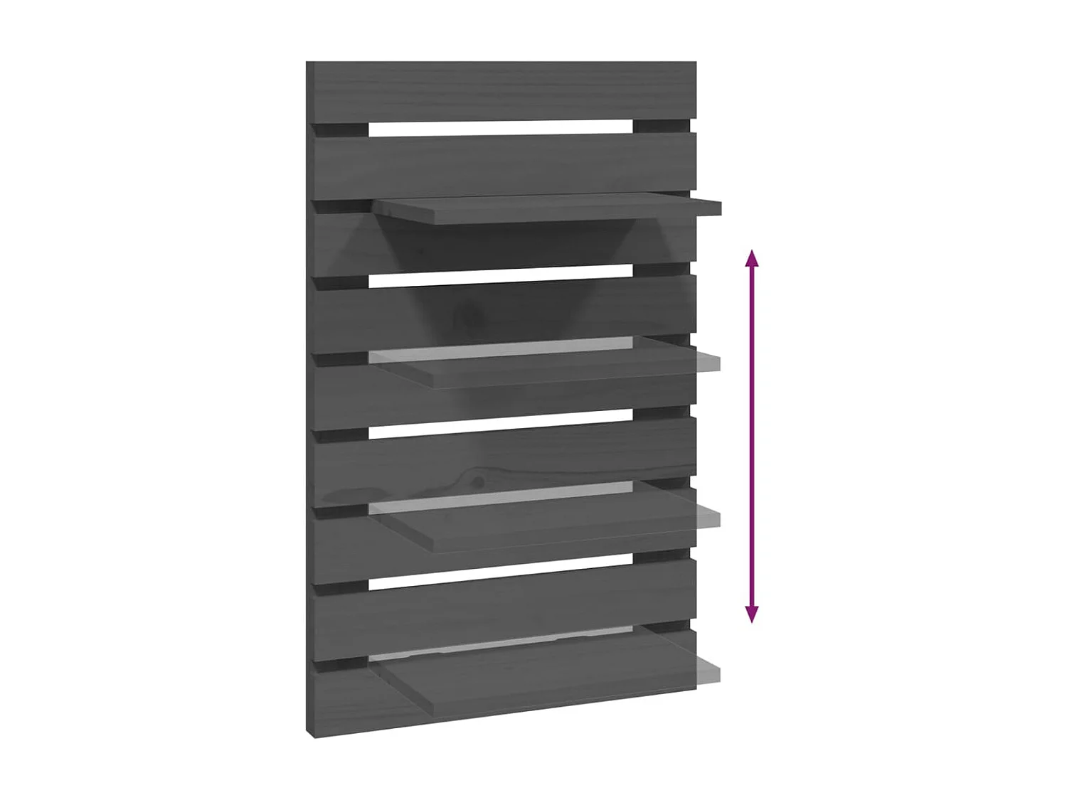 Étagères de chevet murales 2 pcs Gris Bois de pin massif