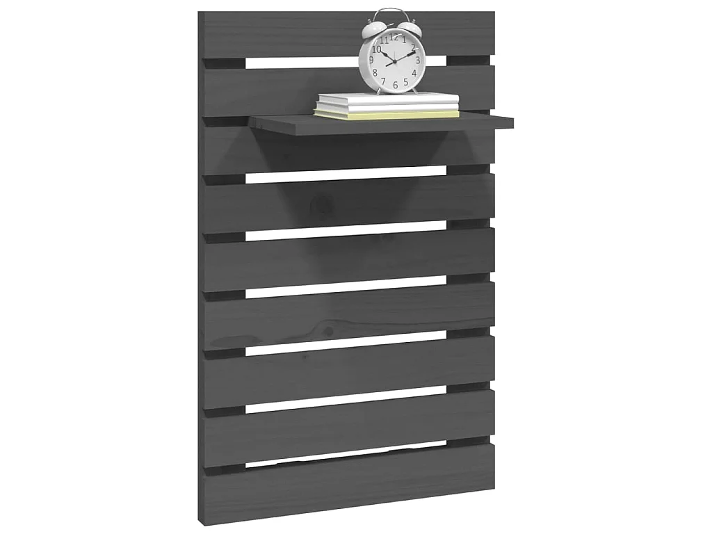 Étagères de chevet murales 2 pcs Gris Bois de pin massif