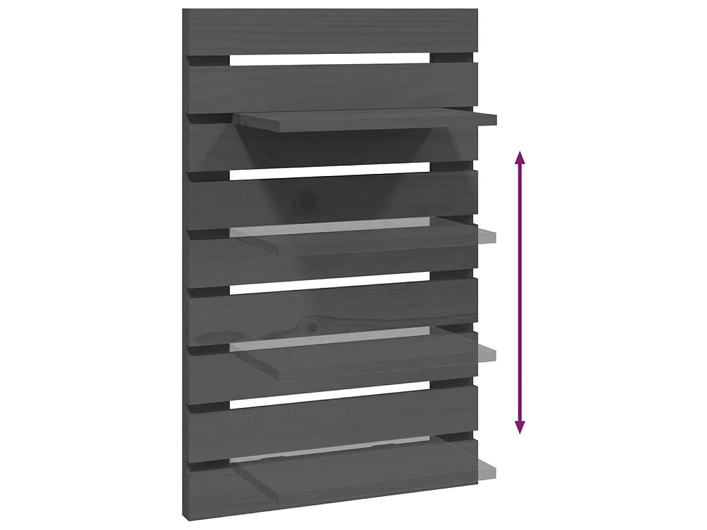 Étagères de chevet murales 2 pcs Gris Bois de pin massif