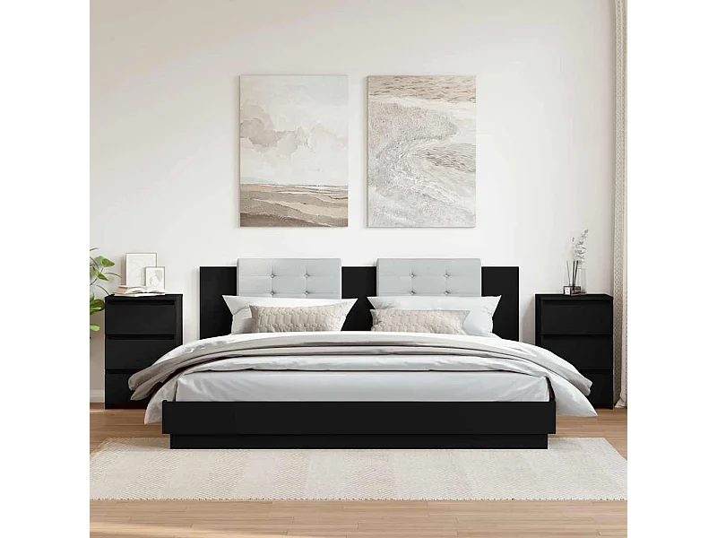 Nachtkastjes 2 st 40x35x62,5 cm bewerkt hout zwart