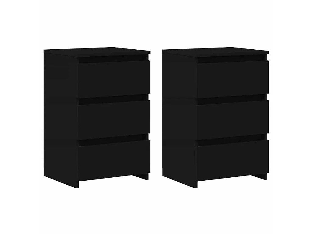 Comodini 2 pz Neri 40x35x62,5 cm in Legno Multistrato