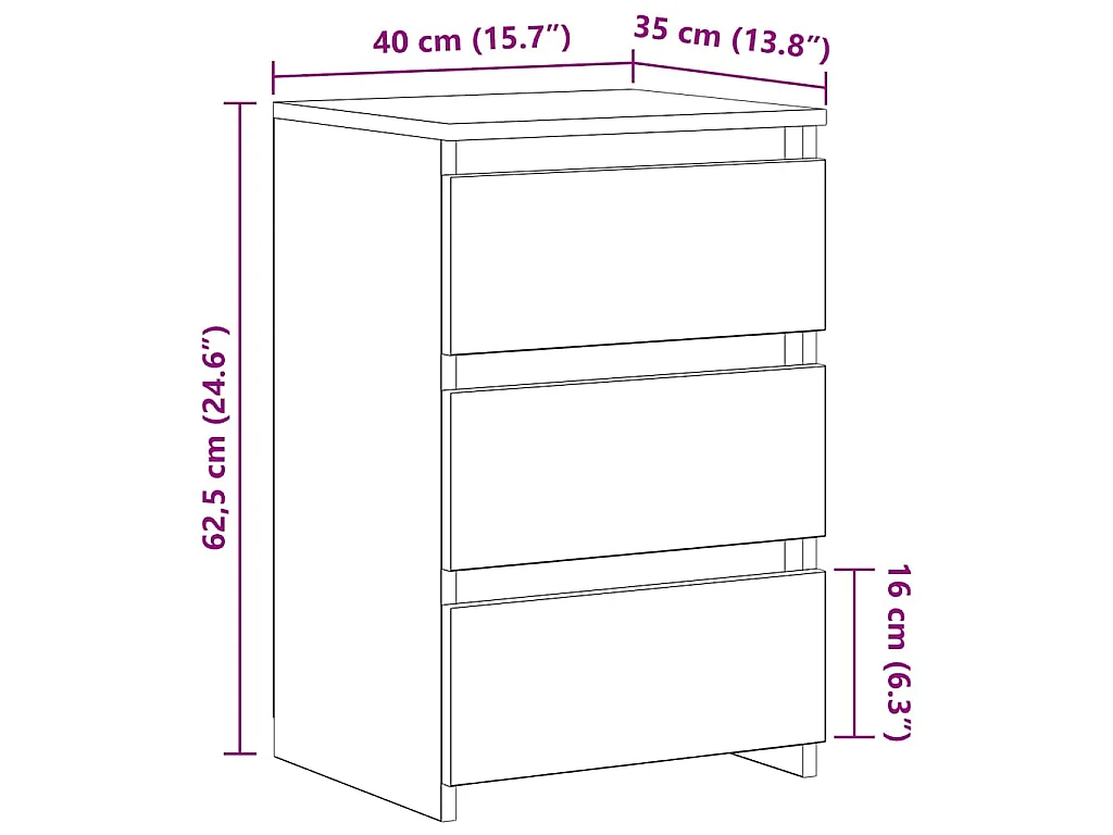 Comodini 2 pz Neri 40x35x62,5 cm in Legno Multistrato