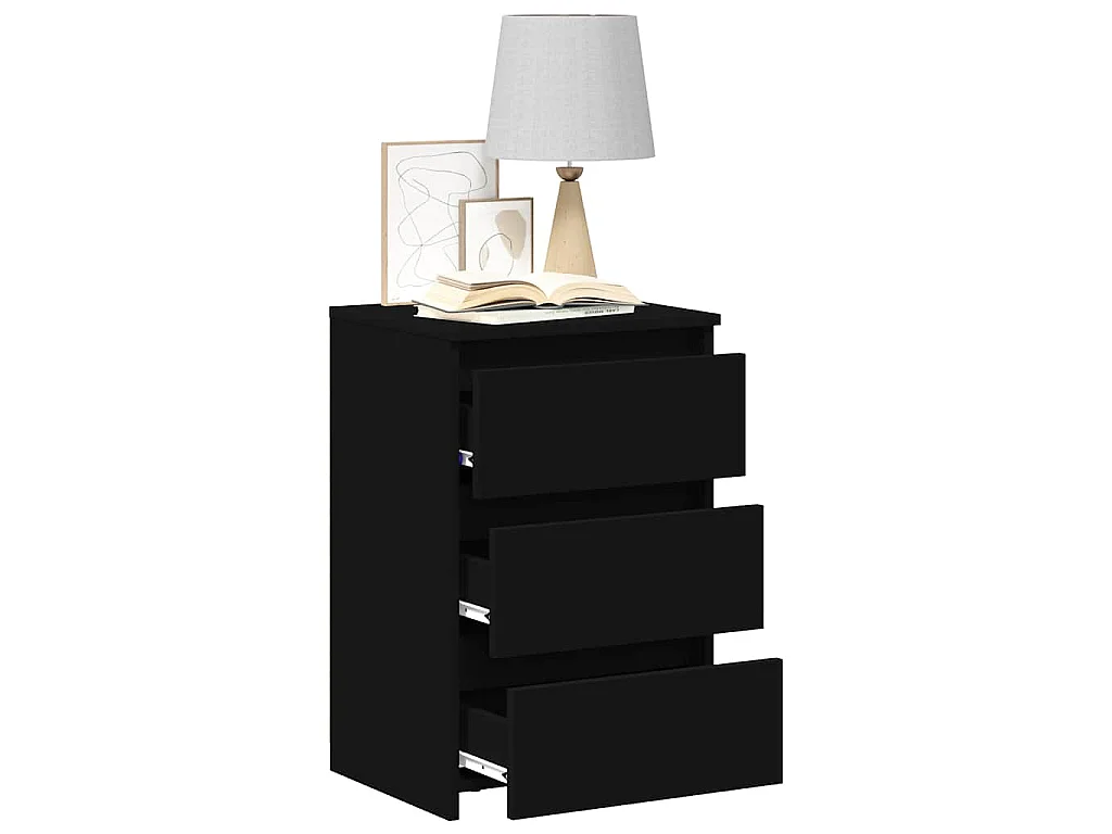 Comodini 2 pz Neri 40x35x62,5 cm in Legno Multistrato