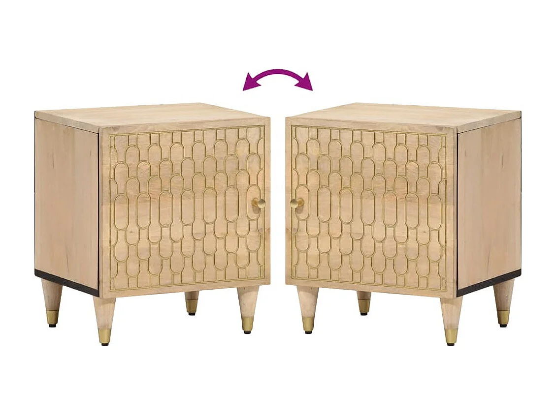 Tables de chevet 2 pcs 40x33x46 cm Bois de manguier solide