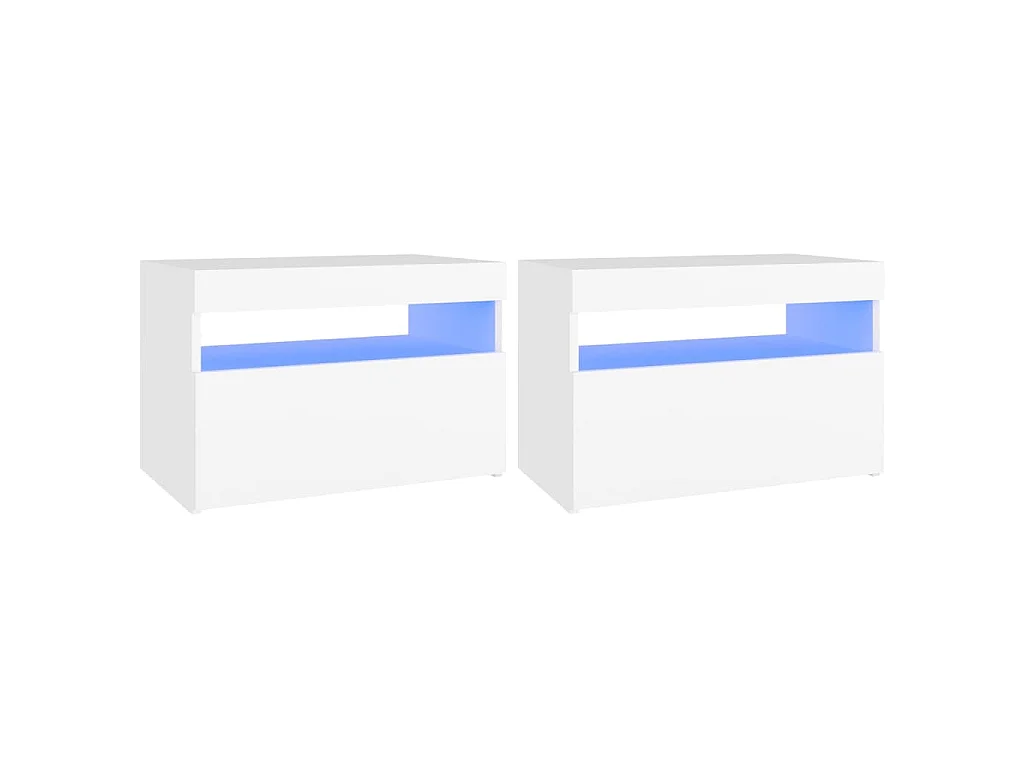 Comodini con Luci LED Bianco 60x35x40 cm in Legno Multistrato