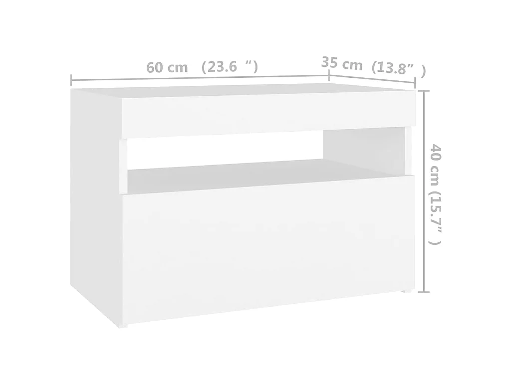Comodini con Luci LED Bianco 60x35x40 cm in Legno Multistrato