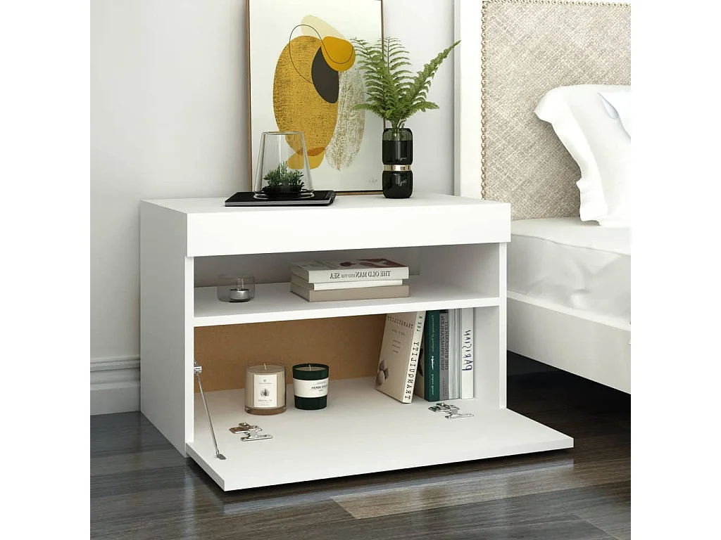 Comodini con Luci LED Bianco 60x35x40 cm in Legno Multistrato