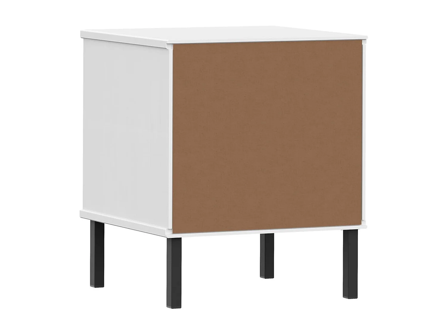 Table de chevet avec pieds en métal Blanc Bois pin massif OSLO