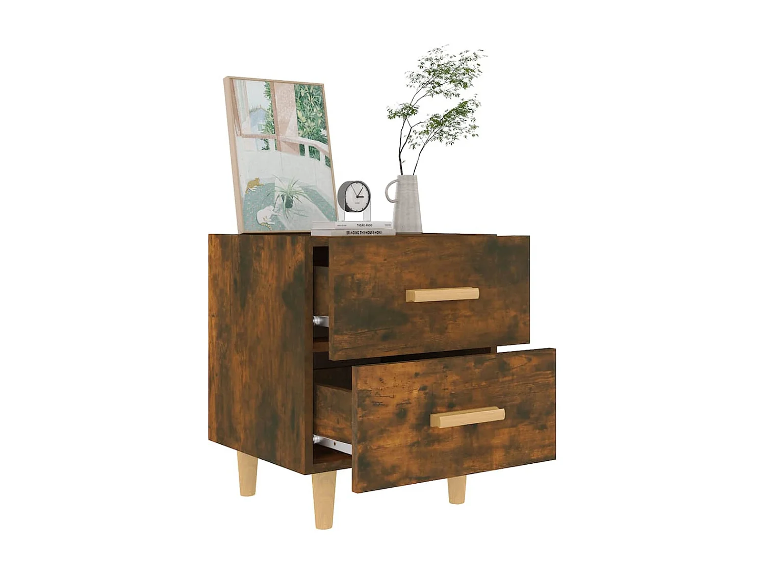 Tables de chevet 2 pcs Chêne fumé 40x35x47,5 cm