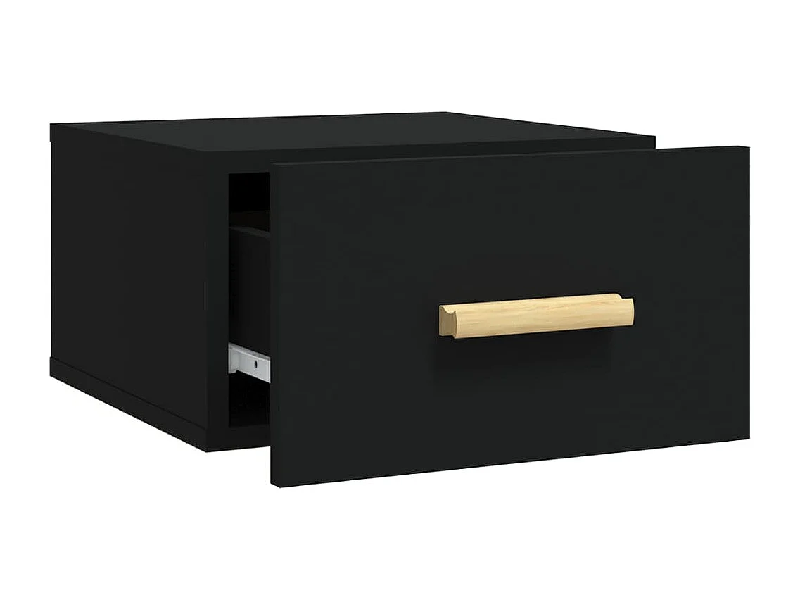 Table de chevet murale noir 35x35x20 cm