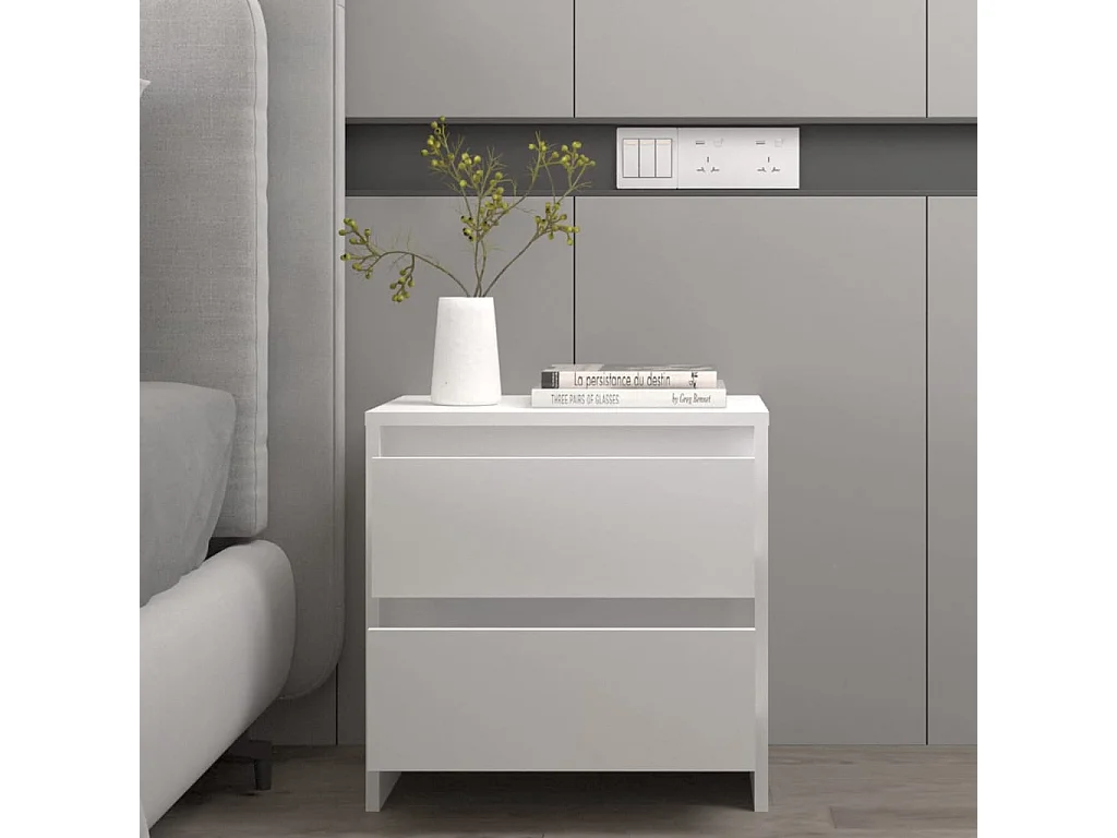 Comodino Bianco 45x34,5x44,5 cm in Legno Ingegnerizzato