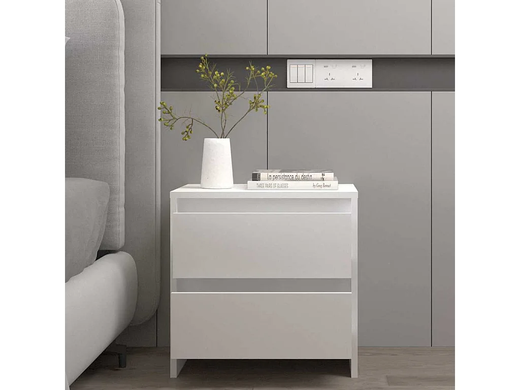 Comodino Bianco 45x34,5x44,5 cm in Legno Ingegnerizzato
