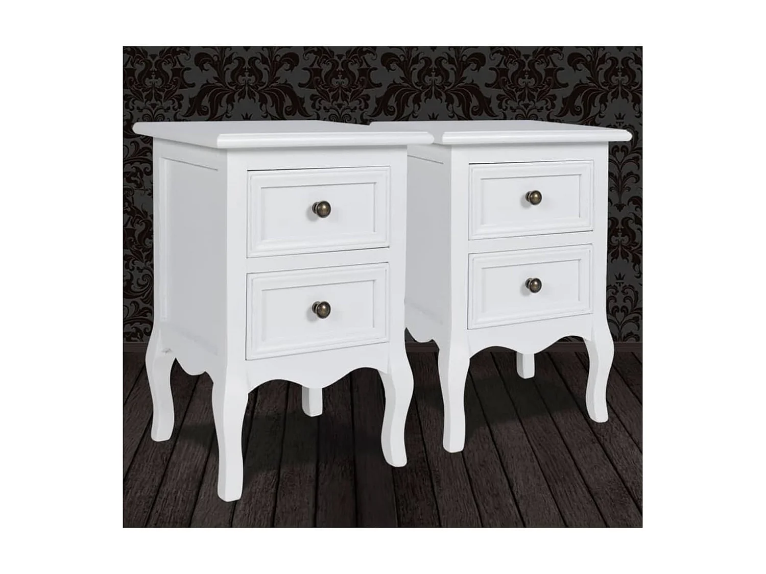 Mesas-de-cabeceira com 2 gavetas 2 pcs MDF branco