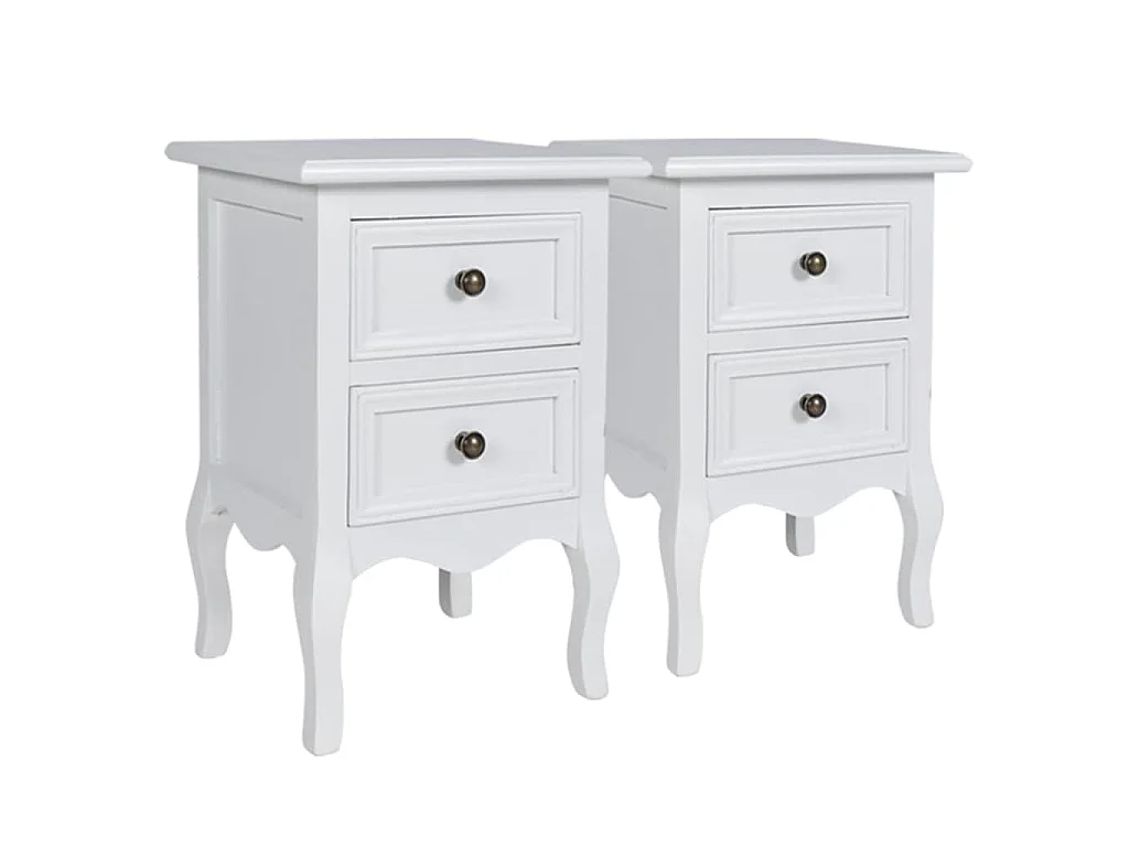 Comodini 2 pz con 2 Cassetti in MDF Bianchi