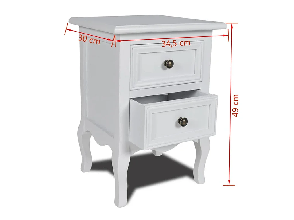 Comodini 2 pz con 2 Cassetti in MDF Bianchi