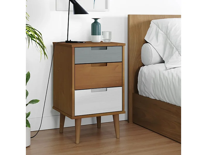 Table de chevet MOLDE Marron 40x35x65 cm Bois de pin solide