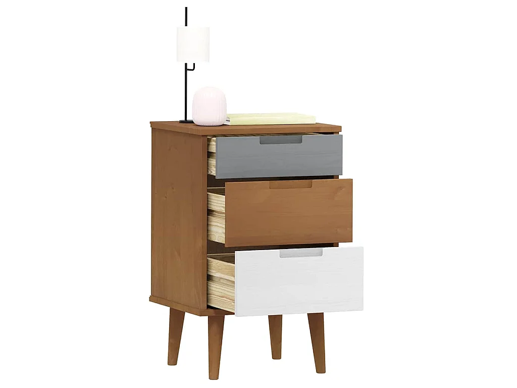 Mesa de cabeceira MOLDE 40x35x65 cm pinho maciço castanho