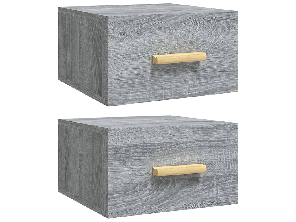 Wand-Nachttische 2 Stk. Grau Sonoma 35x35x20 cm
