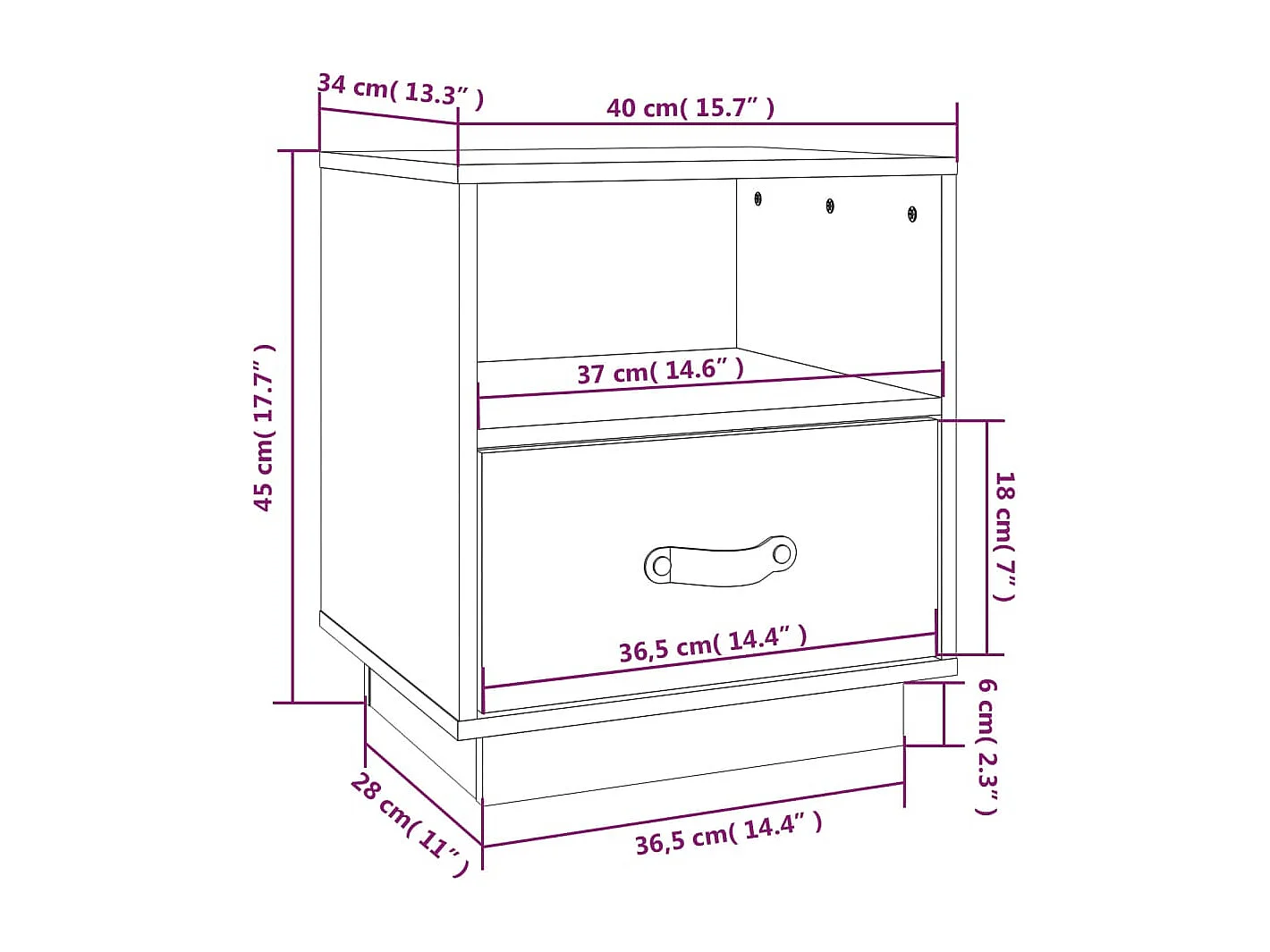 Table de chevet Marron miel 40x34x45 cm Bois de pin massif