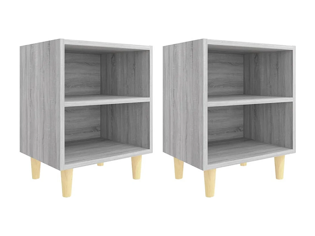 Tables de chevet pieds en bois 2 pcs Sonoma gris 40x30x50 cm