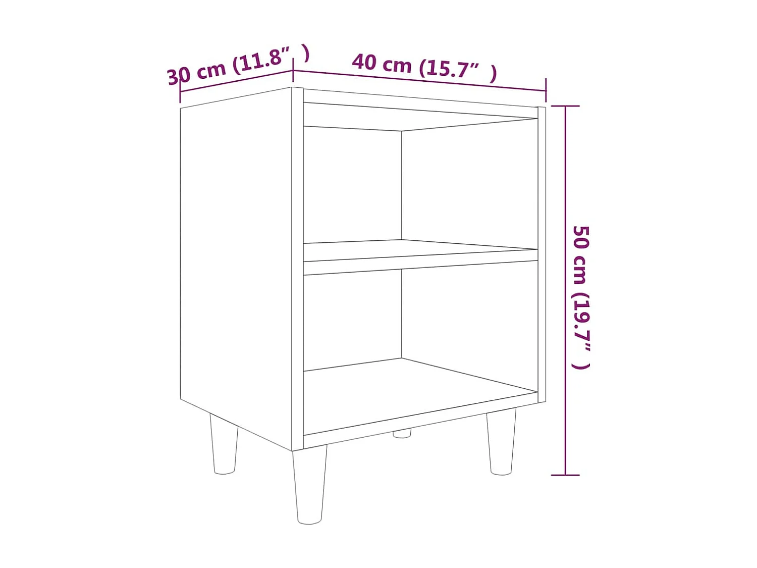 Tables de chevet pieds en bois 2 pcs Sonoma gris 40x30x50 cm