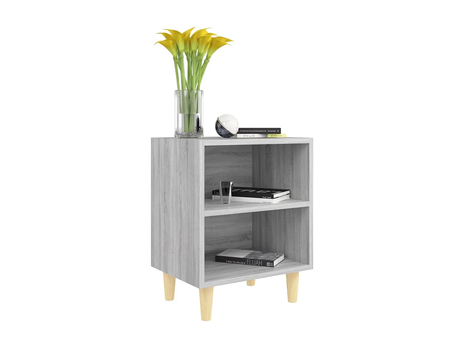 Tables de chevet pieds en bois 2 pcs Sonoma gris 40x30x50 cm