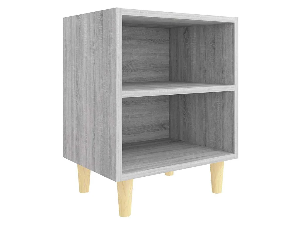 Comodini Gambe in Legno Massello 2 pz Grigio Sonoma 40x30x50 cm