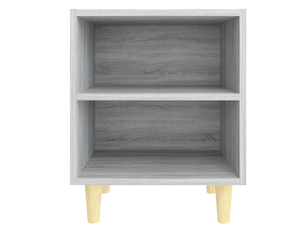 Comodini Gambe in Legno Massello 2 pz Grigio Sonoma 40x30x50 cm