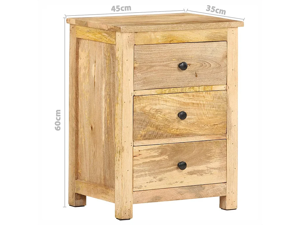 Table de chevet 45x35x60 cm Bois de manguier massif