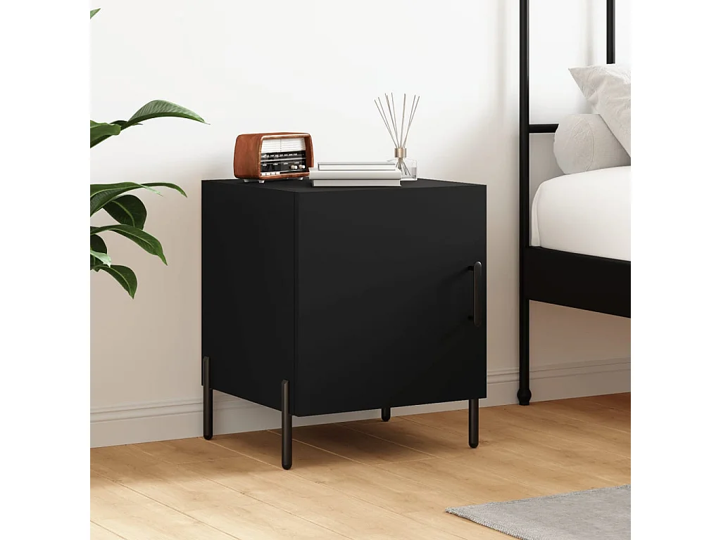 Table de chevet noir 40x40x50 cm bois d’ingénierie