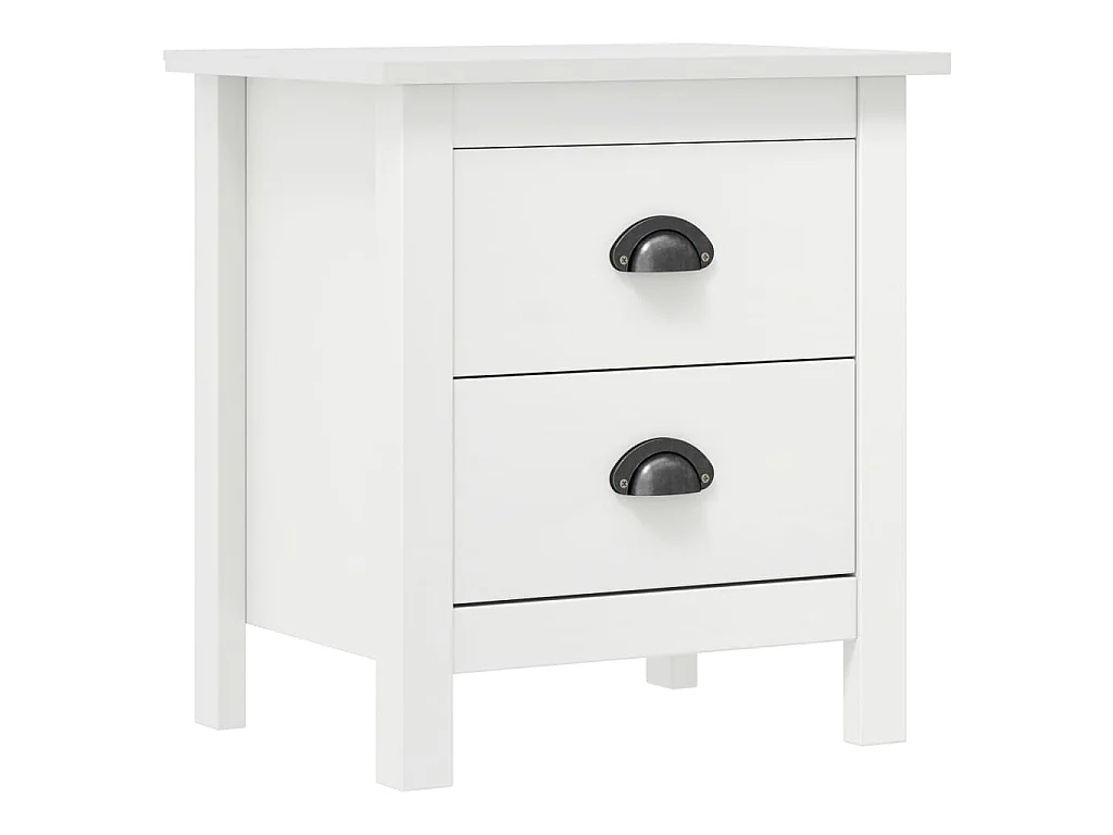 Comodino Hill Bianco 46x35x49,5 cm Legno Massello di Pino