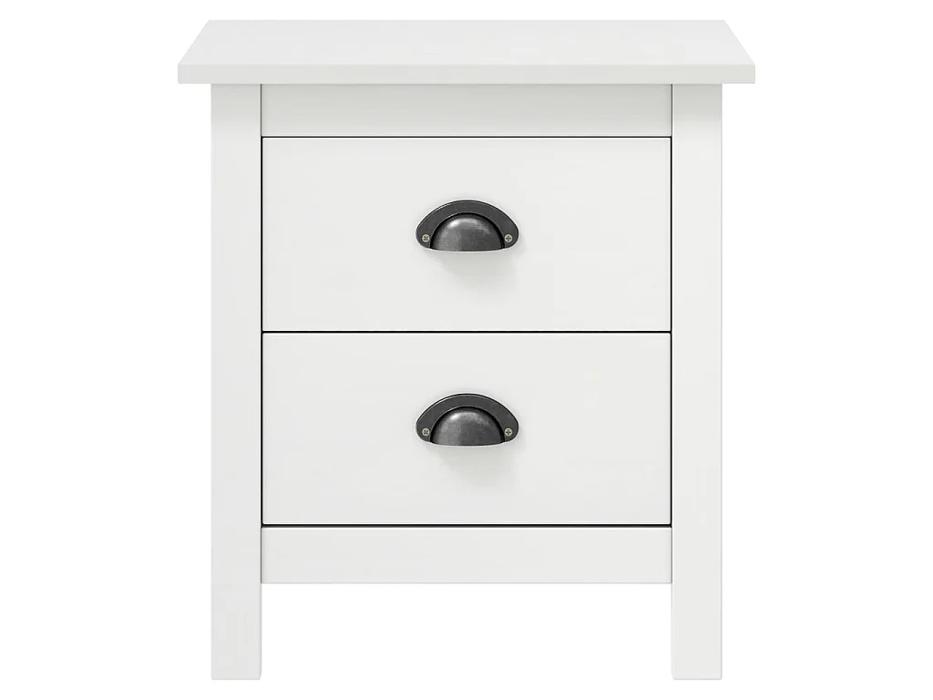 Comodino Hill Bianco 46x35x49,5 cm Legno Massello di Pino