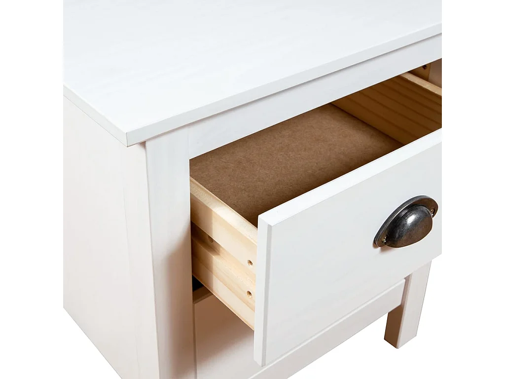 Comodino Hill Bianco 46x35x49,5 cm Legno Massello di Pino