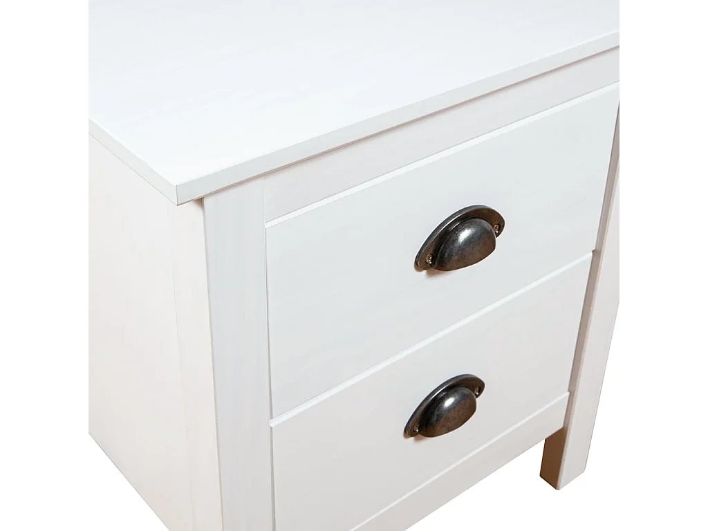 Comodino Hill Bianco 46x35x49,5 cm Legno Massello di Pino