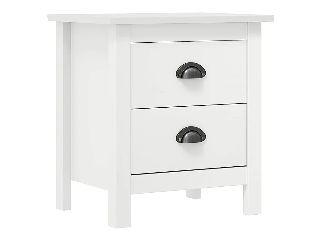 Comodino Hill Bianco 46x35x49,5 cm Legno Massello di Pino