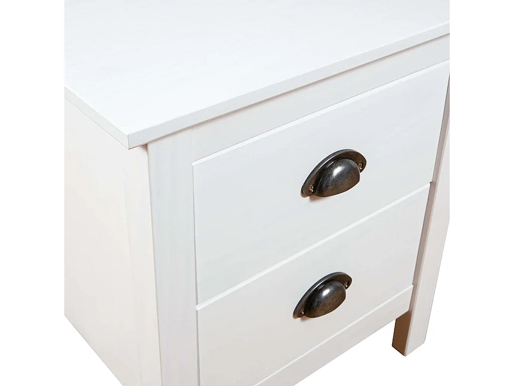 Comodino Hill Bianco 46x35x49,5 cm Legno Massello di Pino