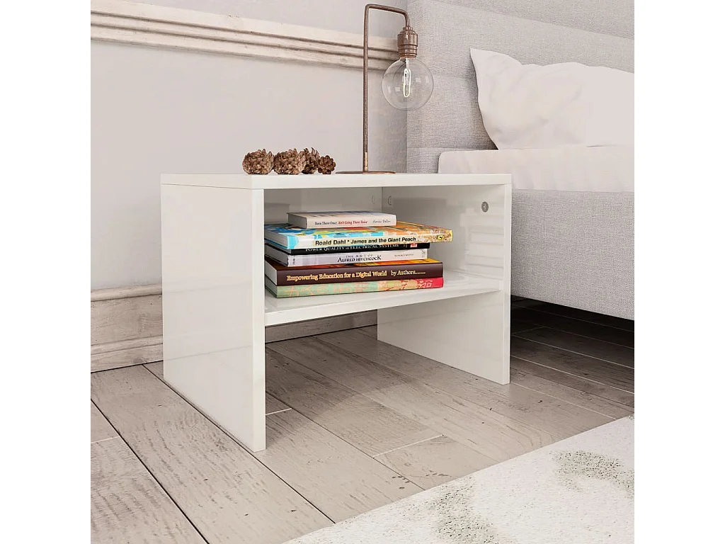 Table de chevet Blanc brillant 40x30x30 cm Bois ingénierie