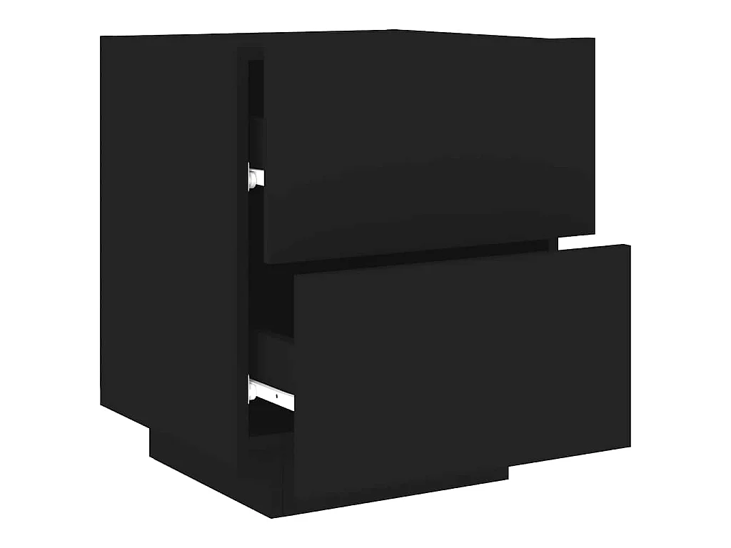 Comodino con Luci LED Nero in Legno Multistrato