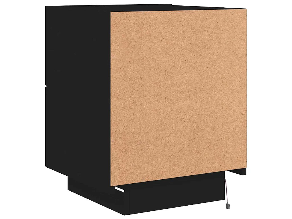 Comodino con Luci LED Nero in Legno Multistrato