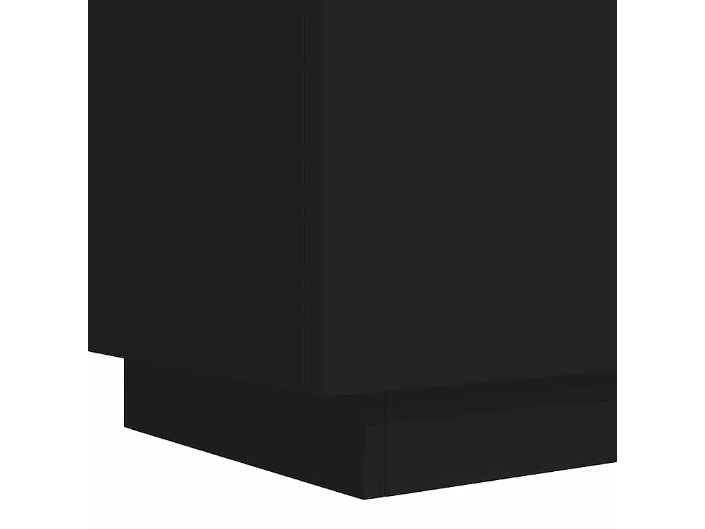 Comodino con Luci LED Nero in Legno Multistrato