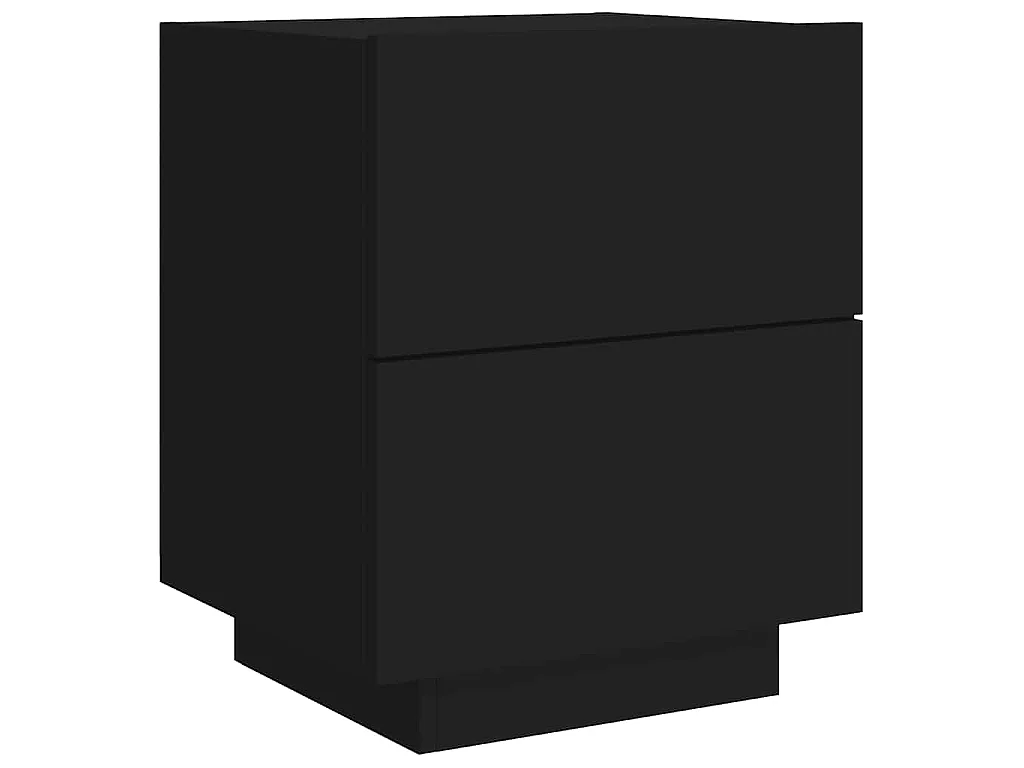 Armoire de chevet avec lumières LED noir bois d'ingénierie